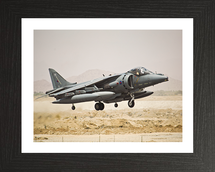RAF Harrier GR9 Taking off Photo Print - Royal Air Force Aircraft Hampshire Prints 10 x 8 Black Frame Yes
