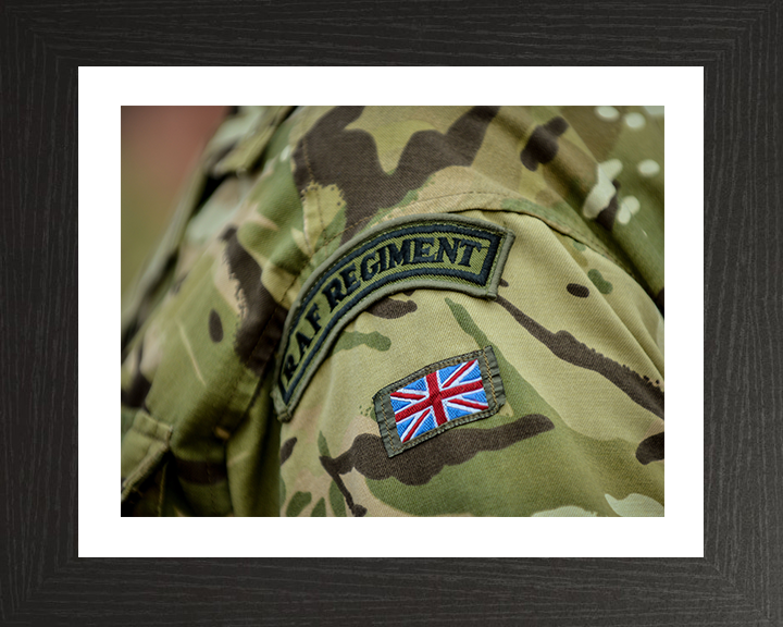 RAF Regiment Shoulder Patches Photo Print - Royal Air Force Hampshire Prints 10 x 8 Black Frame Yes