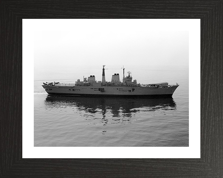 HMS Invincible (R05) Photo Print - At Sea 1990 - Royal Navy Invincible Class Aircraft Carrier Hampshire Prints 10 x 8 Black Frame Yes