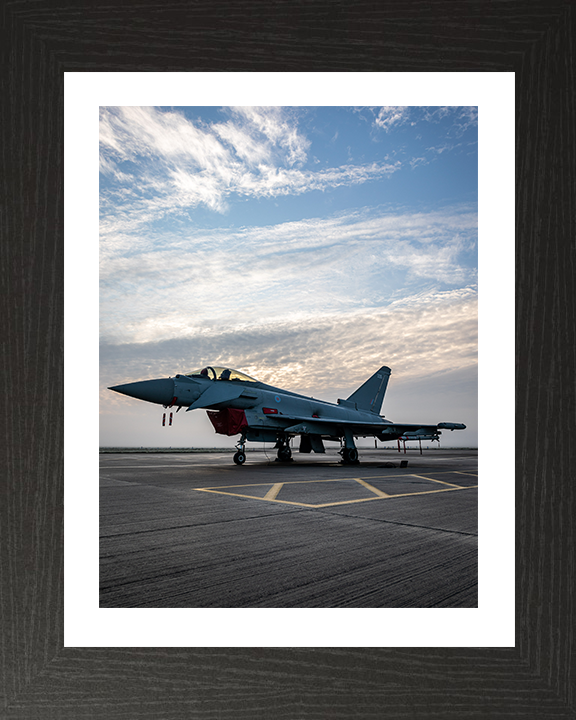 RAF Typhoon on a runway Photo Print - Royal Air Force Aircraft Hampshire Prints 10 x 8 Black Frame Yes