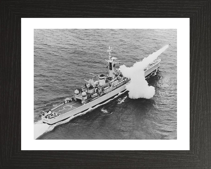 HMS Phoebe (F42) Photo Print - Firing - Royal Navy Leander Class Frigate Hampshire Prints 10 x 8 Black Frame Yes