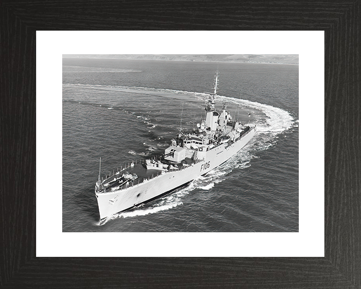 HMS Brighton (F106) Royal Navy Rothesay Class Frigate Hard Turn Photo Print Wall Art Decor Posters, Prints, & Visual Artwork Hampshire Prints 10 x 8 Black Frame Yes