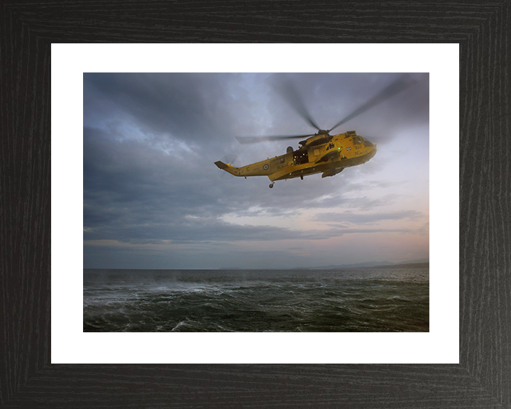 RAF (SAR) Sea King Helicopter Piloted by Prince William Photo Print - Royal Air Force Aircraft Posters, Prints, & Visual Artwork Hampshire Prints 10 x 8 Black Frame Yes