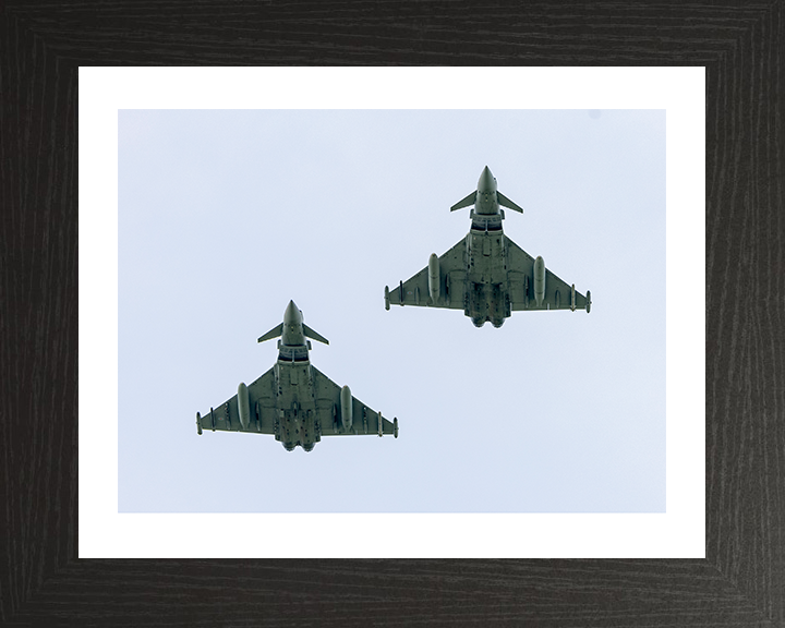 RAF Typhoons From Below Photo Print - Royal Air Force Aircraft Hampshire Prints 10 x 8 Black Frame Yes