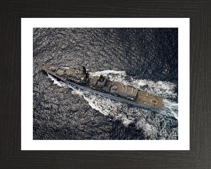 HMS Lancaster (F229) Photo Print - From The Air - Royal Navy Type 23 Frigate Hampshire Prints 10 x 8 Black Frame Yes