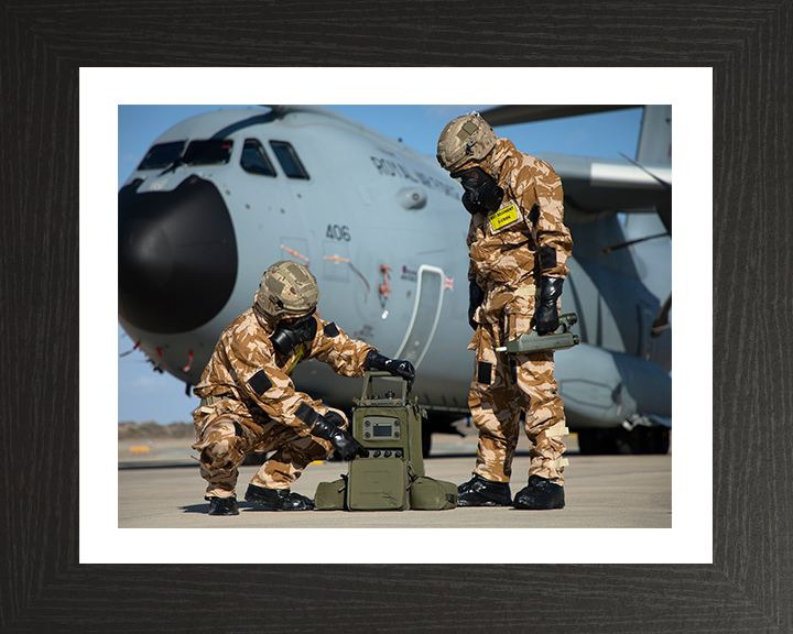 RAF Regiment CBRN Team Photo Print - Royal Air Force Hampshire Prints 10 x 8 Black Frame Yes