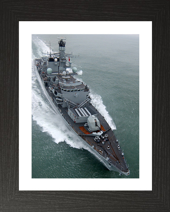 HMS Lancaster (F229) Photo Print - High Starboard Bow View - Royal Navy Type 23 Frigate Hampshire Prints 10 x 8 Black Frame Yes