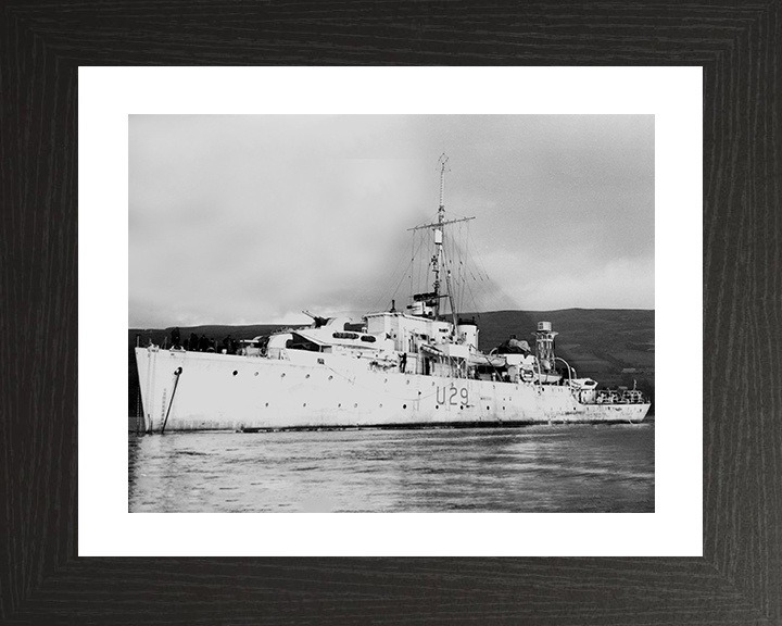 HMS Whimbrel (U29) Photo Print - Port Side View 1945 - Royal Navy Black Swan Class Sloop Posters, Prints, & Visual Artwork Hampshire Prints 10 x 8 Black Frame Yes