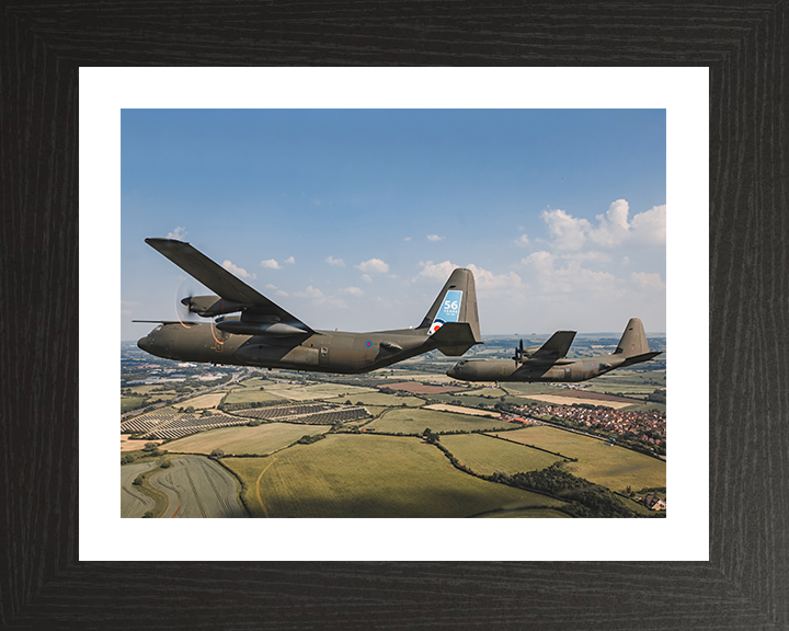RAF Hercules C-130J Final Flypast Photo Print - Royal Air Force Aircraft Hampshire Prints 10 x 8 Black Frame Yes