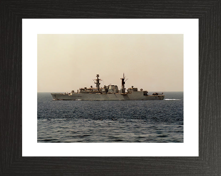 HMS Brazen (F91) Photo Print - Port Beam View at Sea - Royal Navy Type 22 Frigate Hampshire Prints 10 x 8 Black Frame Yes