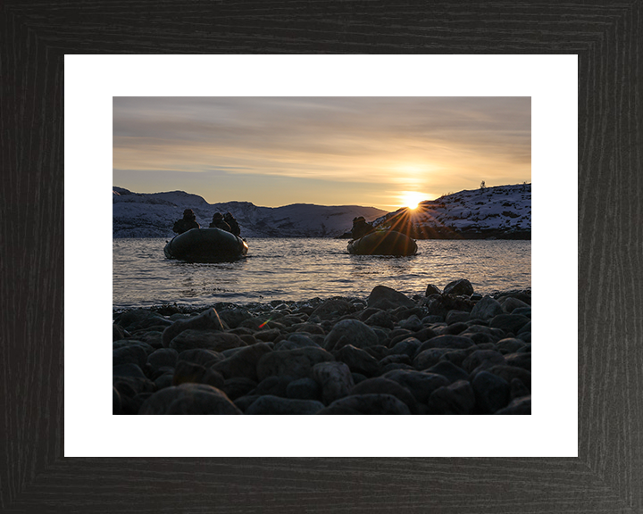 Royal Marines on Two Inflatable Raiding Crafts at Sunset Photo Print 30 Commando Wall Art Military Decor Posters, Prints, & Visual Artwork Hampshire Prints 10 x 8 Black Frame Yes