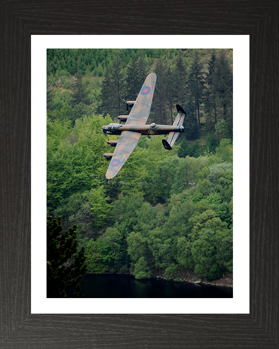 RAF Lancaster Bomber in Flight Photo Print - Royal Air Force Aircraft Hampshire Prints 10 x 8 Black Frame Yes