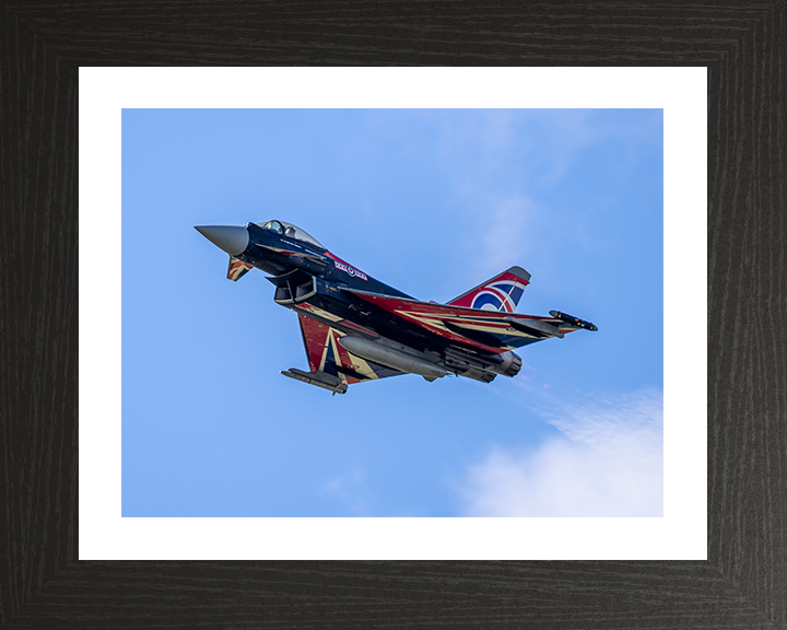 RAF Typhoon jet Flying Photo Print - Royal Air Force Aircraft Hampshire Prints 10 x 8 Black Frame Yes