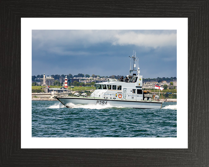 HMS Trumpeter (P294) Photo Print - Plymouth 2021 - Royal Navy Archer Class P2000 Patrol Vessel Hampshire Prints 10 x 8 Black Frame Yes