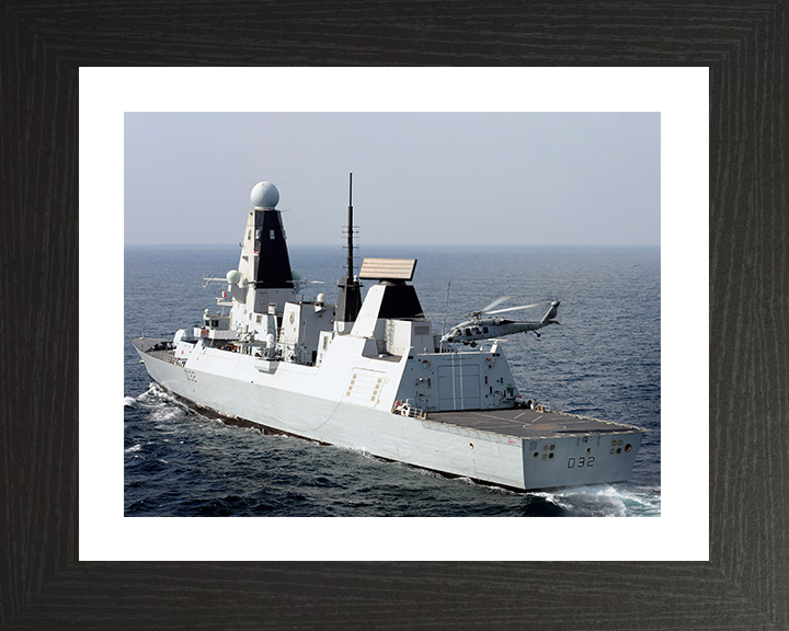 HMS Daring (D32) Photo Print - With Seahawk Helicopter 2012 - Royal Navy Type 45 Destroyer Posters, Prints, & Visual Artwork Hampshire Prints 10 x 8 Black Frame Yes