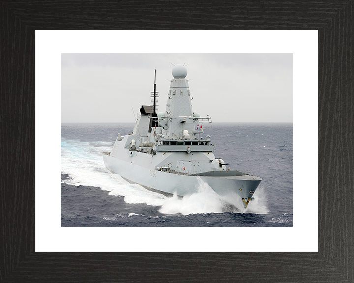 HMS Daring (D32) Royal Navy Type 45 Destroyer Starboard Bow View Underway Photo Print Wall Art Decor Posters, Prints, & Visual Artwork Hampshire Prints 10 x 8 Black Frame Yes