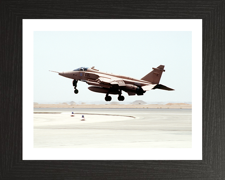 RAF Jaguar GR1 Jet Taking Off Photo Print - Royal Air Force Aircraft Hampshire Prints 10 x 8 Black Frame Yes