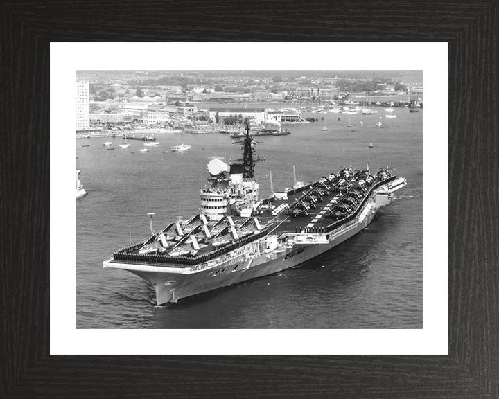 HMS Victorious (R38) Photo Print - leaving Portsmouth - Royal Navy Illustrious Class Aircraft Carrier Hampshire Prints 10 x 8 Black Frame Yes