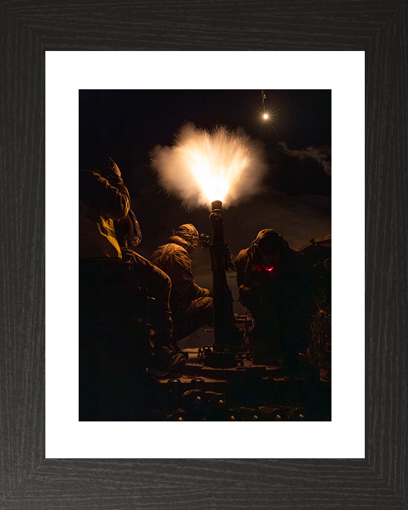 Royal Marine Commando Mortar Team Night Firing Photo Print 45 Commando Marines Wall Art Military Decor UK Posters, Prints, & Visual Artwork Hampshire Prints 10 x 8 Black Frame Yes