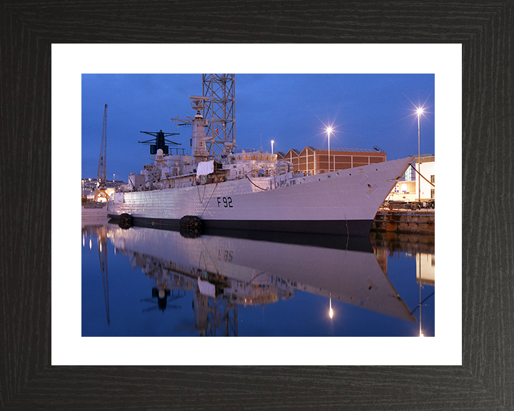 HMS Boxer (F92) Photo Print - Alongside at Dusk 1998 - Royal Navy Type 22 Frigate Posters, Prints, & Visual Artwork Hampshire Prints 10 x 8 Black Frame Yes