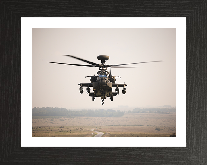 Army AH-64E Apache Helicopter Photo Print - British Army Hampshire Prints 10 x 8 Black Frame Yes