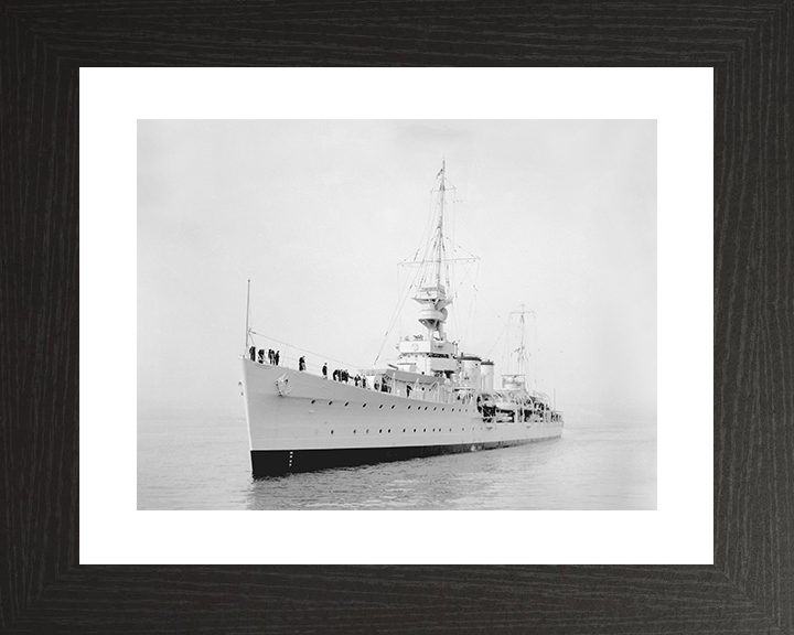 HMS Despatch (D30) Royal Navy Danae Class Cruiser Port Bow View Photo Print Wall Art Decor Posters, Prints, & Visual Artwork Hampshire Prints 10 x 8 Black Frame Yes