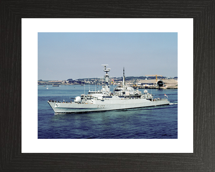 HMS Ambuscade (F172) Royal Navy Type 21 Frigate Leaving Harbour Photo Print Wall Art Decor Posters, Prints, & Visual Artwork Hampshire Prints 10 x 8 Black Frame Yes