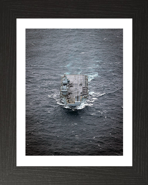 HMS Prince of Wales (R09) Photo Print - Bow View 2025 - Royal Navy Queen Elizabeth Class Aircraft Carrier Hampshire Prints 10 x 8 Black Frame Yes