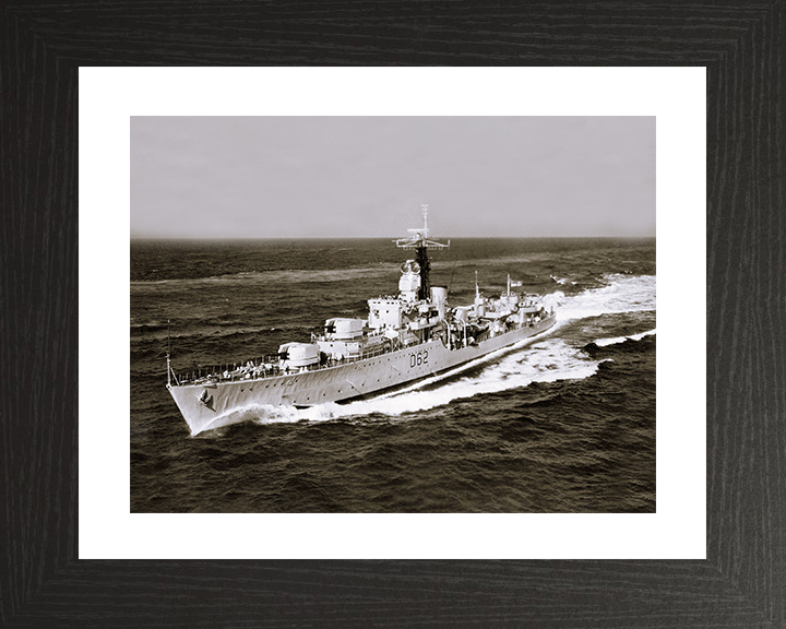 HMS Jutland (D62) Photo Print - At Sea 1961 - Royal Navy Battle Class Destroyer Posters, Prints, & Visual Artwork Hampshire Prints 10 x 8 Black Frame Yes