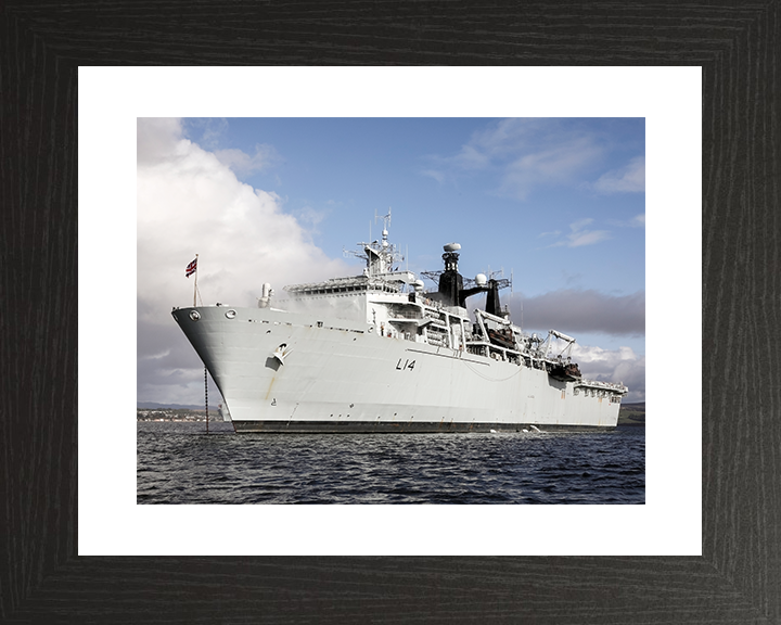 HMS Albion (L14) Royal Navy Albion Class Amphibious Ship Port Bow View Photo Print Wall Art Naval Decor UK Posters, Prints, & Visual Artwork Hampshire Prints 10 x 8 Black Frame Yes