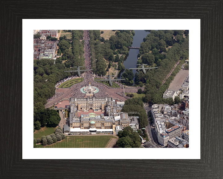 RAF C-130J Hercules over Buckingham Palace Photo Print - Royal Air Force Aircraft Hampshire Prints 10 x 8 Black Frame Yes