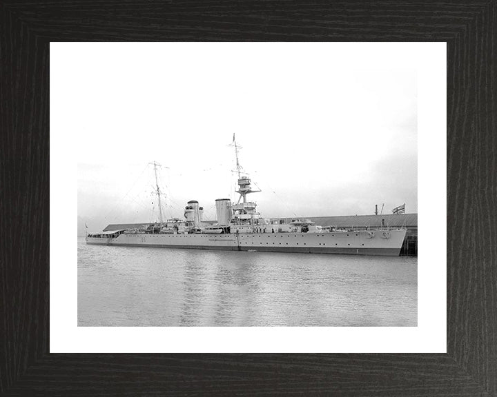 HMS Raleigh (1919) Photo Print - Alongside 1921 - Royal Navy Hawkins Class Cruiser Hampshire Prints 10 x 8 Black Frame Yes