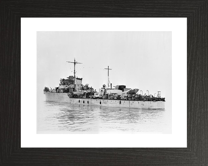 HMS Albrighton (L12) Royal Navy Hunt Class Destroyer Port Side View Photo Print Wall Art Naval Decor Posters, Prints, & Visual Artwork Hampshire Prints 10 x 8 Black Frame Yes