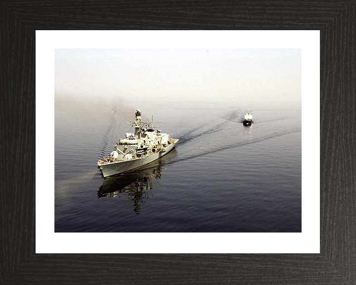 HMS Portland (F79) Photo Print - At Sea 2002 - Royal Navy Type 23 Frigate Hampshire Prints 10 x 8 Black Frame Yes