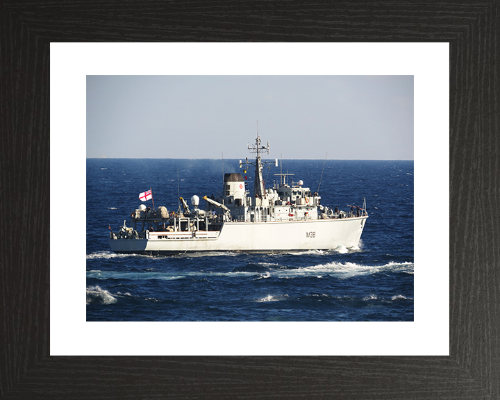 HMS Atherstone (M38) Royal Navy Hunt Class Mine Vessel Warfare Vessel At Sea Photo Print Wall Art Decor Posters, Prints, & Visual Artwork Hampshire Prints 10 x 8 Black Frame Yes