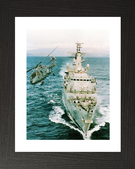 HMS Beaver (F93) Royal Navy Type 22 Frigate Bow View With Helicopter Photo Print Wall Art Decor Posters, Prints, & Visual Artwork Hampshire Prints 10 x 8 Black Frame Yes