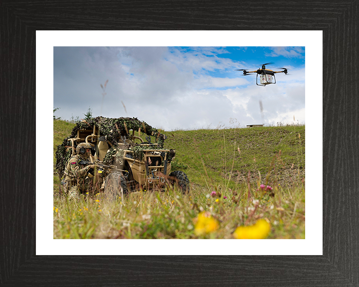 Royal Marines Commando with Malloy Aeronautics Drone Photo Print Hampshire Prints 10 x 8 Black Frame Yes