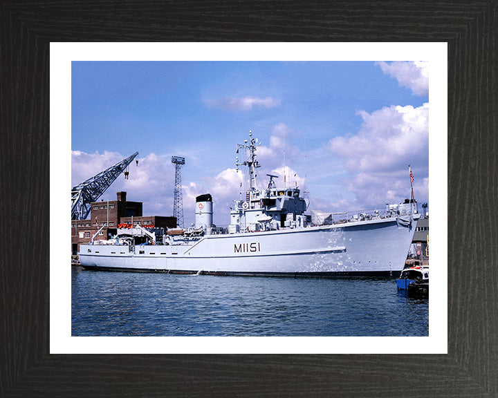 HMS Iveston (M1151) Photo Print - Alongside - Royal Navy Ton Class Minesweeper Hampshire Prints 10 x 8 Black Frame Yes