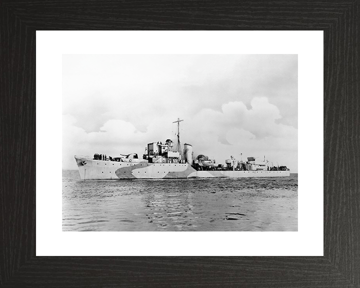 HMS Bleasdale (1940) Royal Navy Hunt Class Destroyer Port Side View Photo Print Wall Art Decor Posters, Prints, & Visual Artwork Hampshire Prints 10 x 8 Black Frame Yes