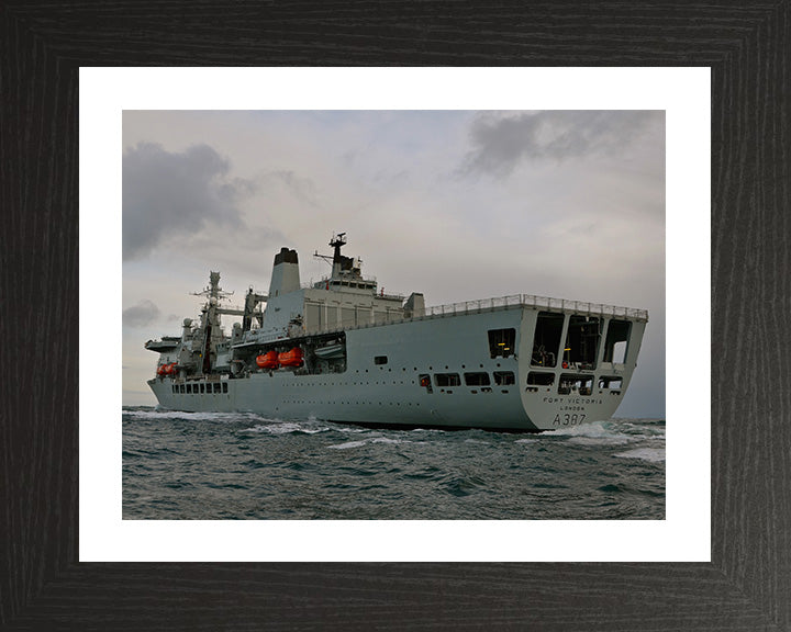 RFA Fort Victoria (A387) Photo Print - Port Quarter View - Royal Fleet Auxiliary Fort Class Tanker Hampshire Prints 10 x 8 Black Frame Yes