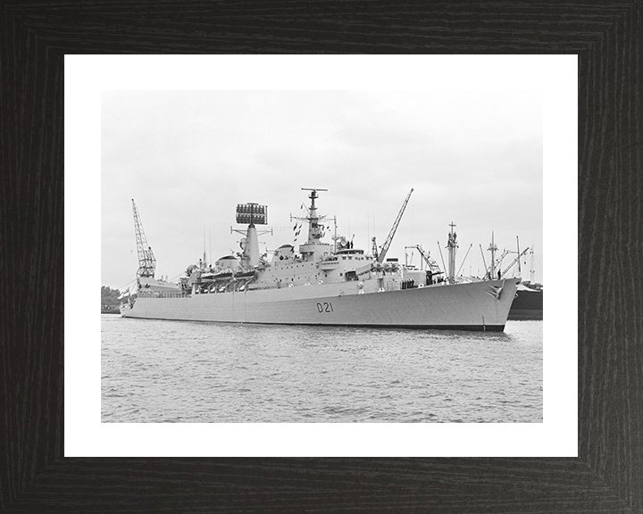 HMS Norfolk (D21) Photo Print - Amsterdam 1976 - Royal Navy County Class Destroyer Hampshire Prints 10 x 8 Black Frame Yes