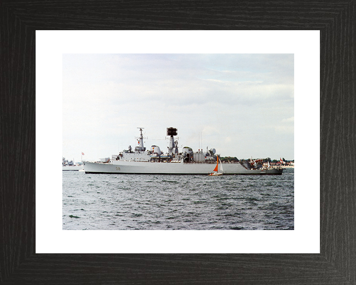 HMS Antrim (D18) Royal Navy County Class Destroyer At Anchor Photo Print Wall Art Decor Posters, Prints, & Visual Artwork Hampshire Prints 10 x 8 Black Frame Yes