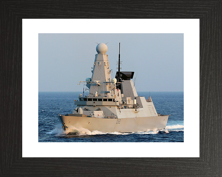 HMS Daring (D32) Royal Navy Type 45 Destroyer Port Bow View Photo Print Wall Art Decor Posters, Prints, & Visual Artwork Hampshire Prints 10 x 8 Black Frame Yes
