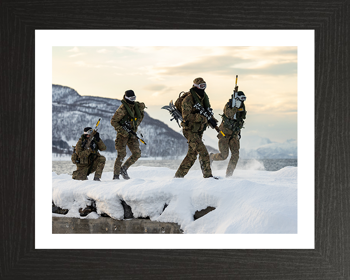 Royal Marines cold weather beach Landing Photo Print - 40 Commando Hampshire Prints 10 x 8 Black Frame Yes