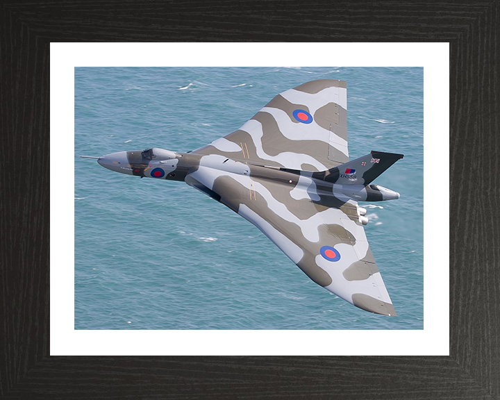 RAF Avro Vulcan Bomber in Flight Photo Print - Royal Air Force Aircraft Hampshire Prints 10 x 8 Black Frame Yes
