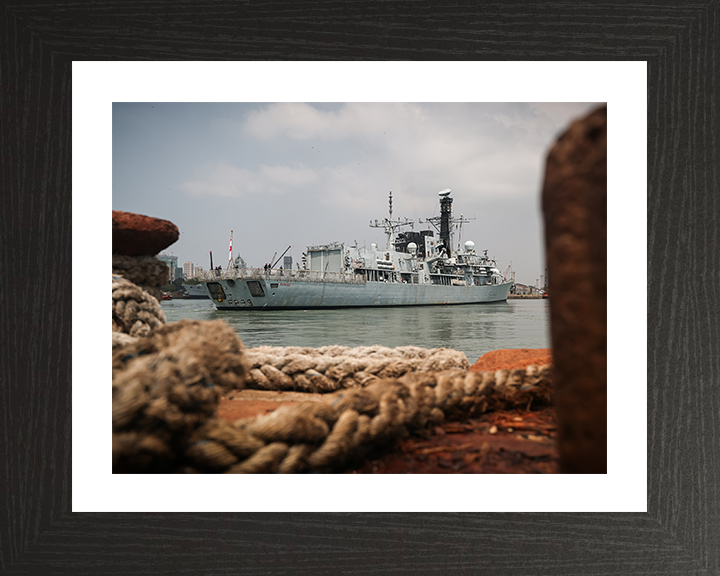 HMS Richmond (F239) Photo Print - Entering Mumbai 2025 - Royal Navy Type 23 Frigate Posters, Prints, & Visual Artwork Hampshire Prints 10 x 8 Black Frame Yes