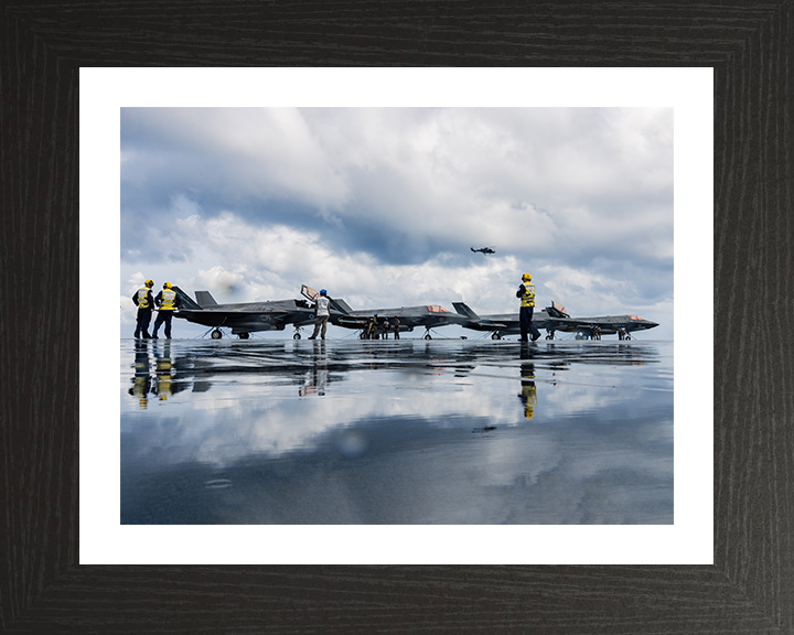 F-35 Lightening Jet Flight Deck reflections 2025 Photo Print - Royal Navy Aircraft Hampshire Prints 10 x 8 Black Frame Yes