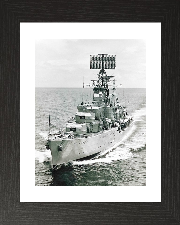 HMS Agincourt (D86) Royal Navy Battle Class Destroyer Photo Print Port Bow View Warship Wall Art Posters, Prints, & Visual Artwork Hampshire Prints 10 x 8 Black Frame Yes