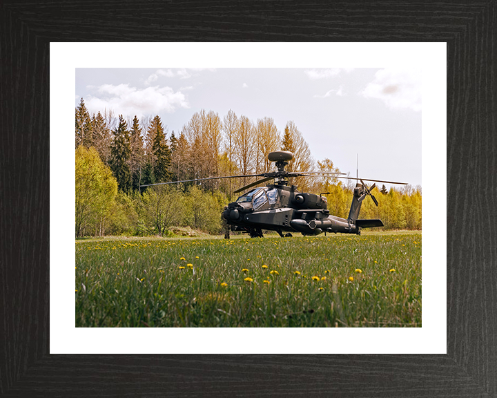 Army air Corps Apache Helicopter on the Ground Photo Print - British Army Hampshire Prints 10 x 8 Black Frame Yes