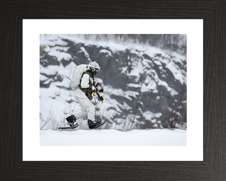 Royal Marine in Snow Shoes During Cold Weather exercise Photo Print 40 Commando Marines Wall Art Military Decor Posters, Prints, & Visual Artwork Hampshire Prints 10 x 8 Black Frame Yes